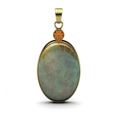 Petrified Opalized Wood Silver Pendant (Bali Barong)