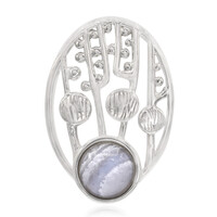 Blue Lace Agate Silver Pendant