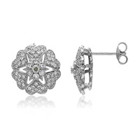 Forest Green Diamond Silver Earrings