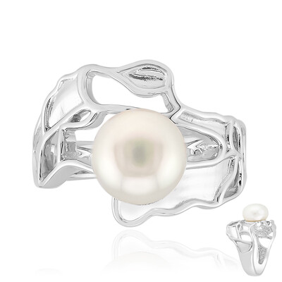 White Freshwater Pearl Silver Ring (TPC)