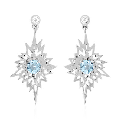 Sky Blue Topaz Silver Earrings (MONOSONO COLLECTION)
