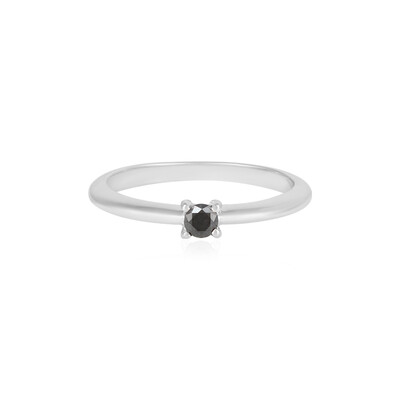 Black Diamond Silver Ring