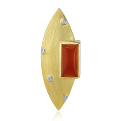 Orange Chalcedony Silver Pendant