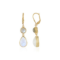 Rainbow Moonstone Silver Earrings