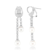 White Freshwater Pearl Silver Earrings