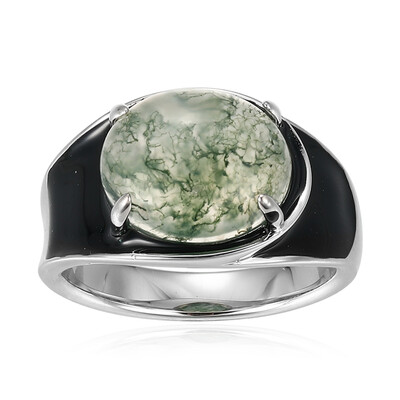 Moss Agate Silver Ring