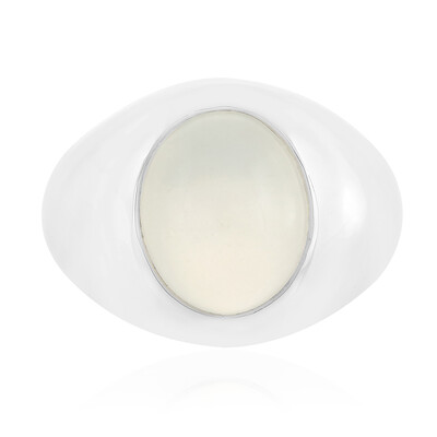 White Moonstone Silver Ring