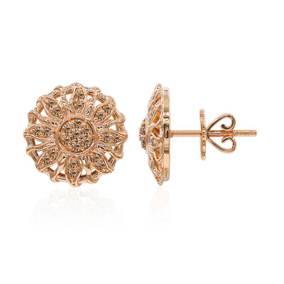 9K SI1 Argyle Rose De France Diamond Gold Earrings (Annette)