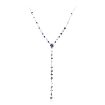 14K Ceylon Blue Sapphire Gold Necklace (CIRARI)