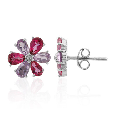 Pink Topaz Silver Earrings