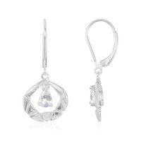 Rainbow Moonstone Silver Earrings