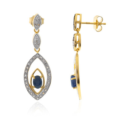 Blue Sapphire Silver Earrings