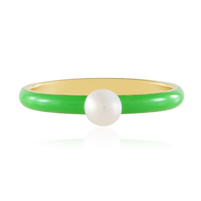 White Freshwater Pearl Silver Ring