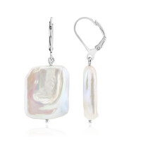 White Freshwater Pearl Silver Earrings (TPC)