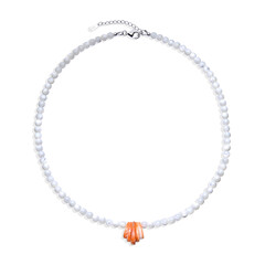 Orange Spiny Oyster Shell Silver Necklace