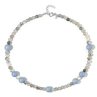 Blue Angelite Silver Necklace