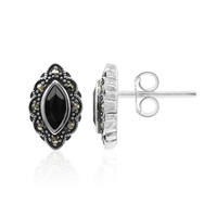 Black Spinel Silver Earrings