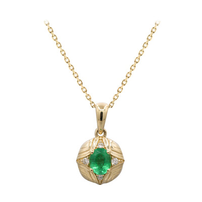 14K AAA Zambian Emerald Gold Necklace (CIRARI)