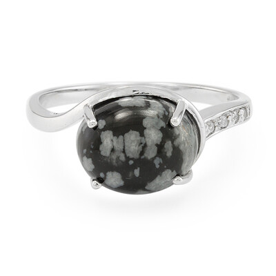 Snowflake Obsidian Silver Ring