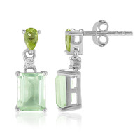 Green Amethyst Silver Earrings
