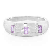 Unheated Ceylon Purple Sapphire Silver Ring