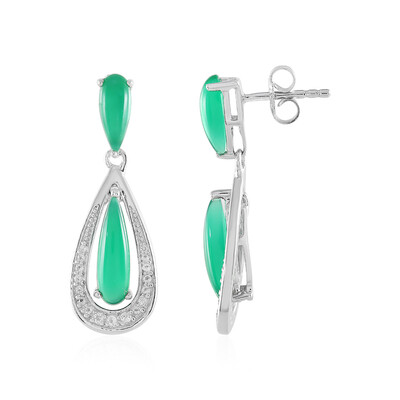 Green Agate Silver Earrings