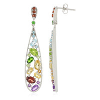 Indian Garnet Silver Earrings