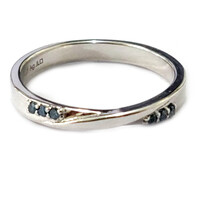 Blue Diamond Silver Ring