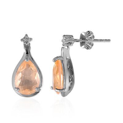 Peach Pastel Quartz Silver Earrings