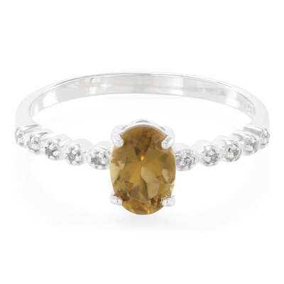 Champagne Quartz Silver Ring