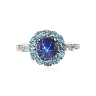 Blue Star Sapphire Silver Ring