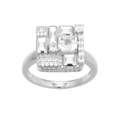 White Topaz Silver Ring (Adela Silber)