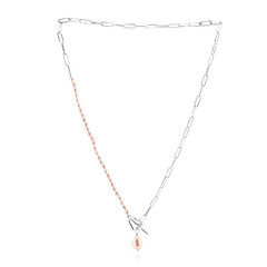 Pink Freshwater Pearl Silver Necklace (TPC)