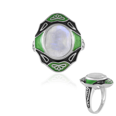 Rainbow Moonstone Silver Ring (Adela Silber)