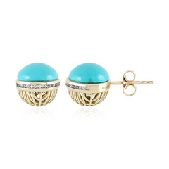 9K Sleeping Beauty Turquoise Gold Earrings (Ornaments by de Melo)