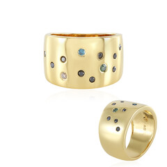 I2 Green Diamond Silver Ring