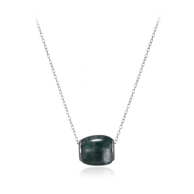 Moss Agate Silver Necklace