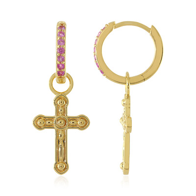 Pink Sapphire Silver Earrings