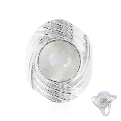 Rainbow Moonstone Silver Ring (MONOSONO COLLECTION)