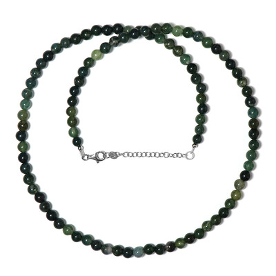 Moss Agate Silver Necklace
