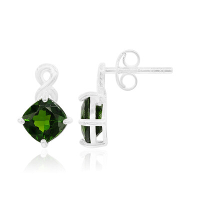 Russian Diopside Silver Earrings