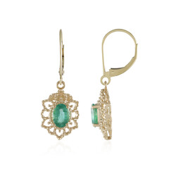 9K Russian Emerald Gold Earrings