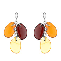 Cognac Baltic Amber Silver Earrings