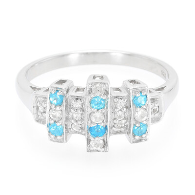 Neon Blue Apatite Silver Ring