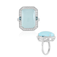Aqua Chalcedony Silver Ring