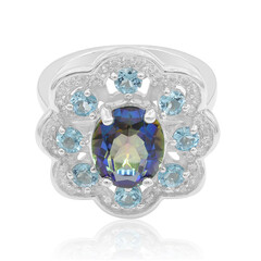 Mystic Blue Quartz Silver Ring