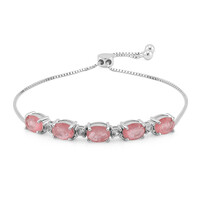 Pink Pastel Quartz Silver Bracelet