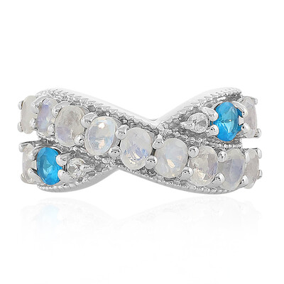 Rainbow Moonstone Silver Ring