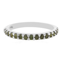 I3 Green Diamond Silver Ring