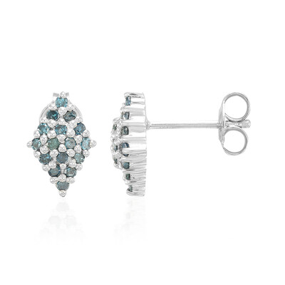 Fancy Diamond Silver Earrings